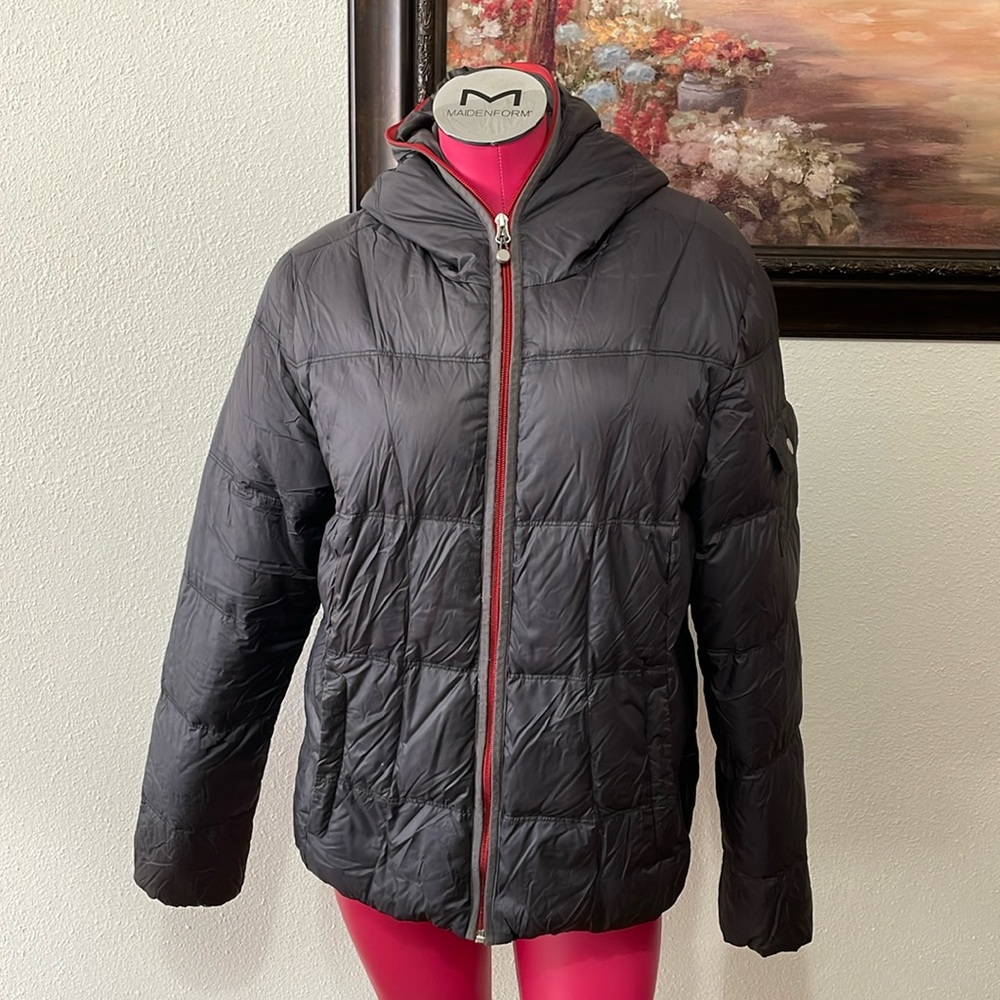 Eddie Bauer Goose Down EB 550 Fill Power Puffer Jacket Coat Sz XL Full Zip Hood